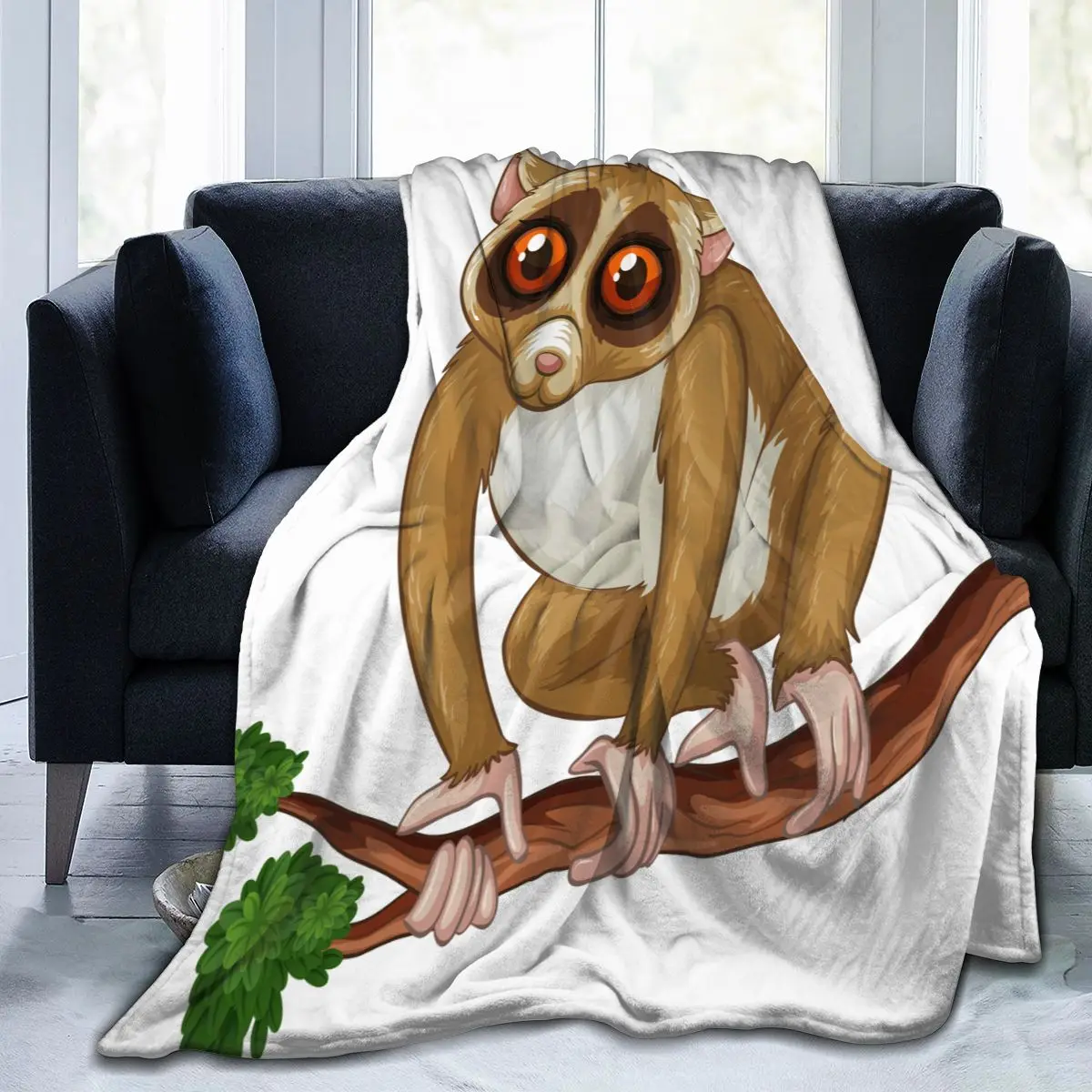 

Мягкое теплое фланелевое одеяло, мультяшный Лемур, переносное зимнее тонкое одеяло для кровати, дивана