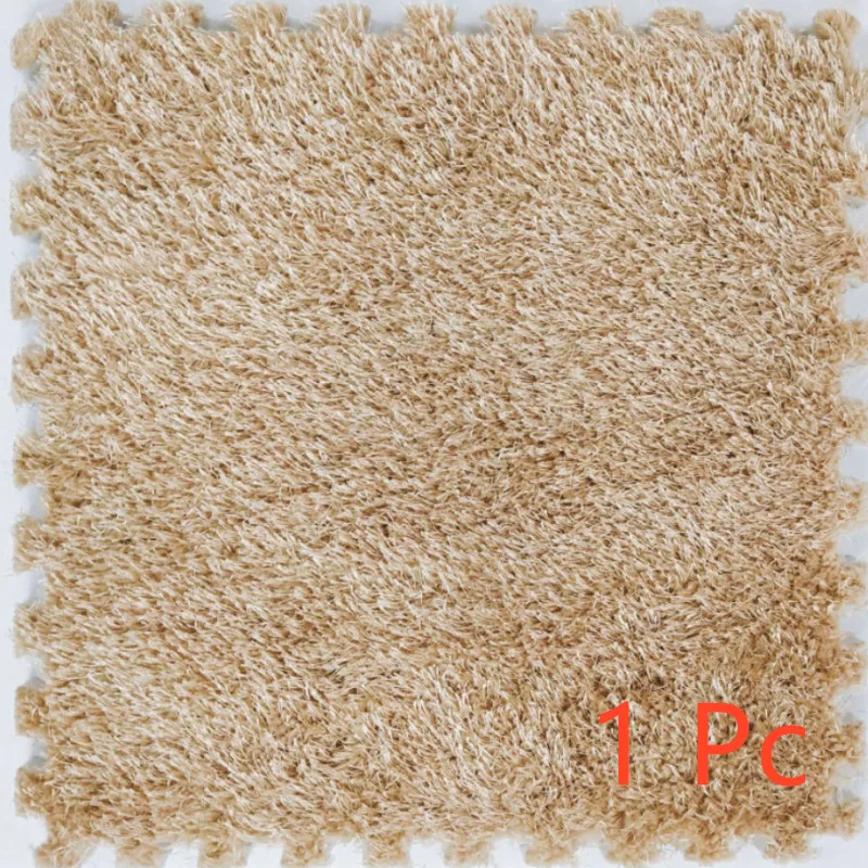 Camel 30x30 см EVA пена DIY коврик-пазл ворсинки с длинными волосами лохматый ковер коврик-пазл плюшевый теплый мягкий коврик для игр для детей - Цвет: Camel