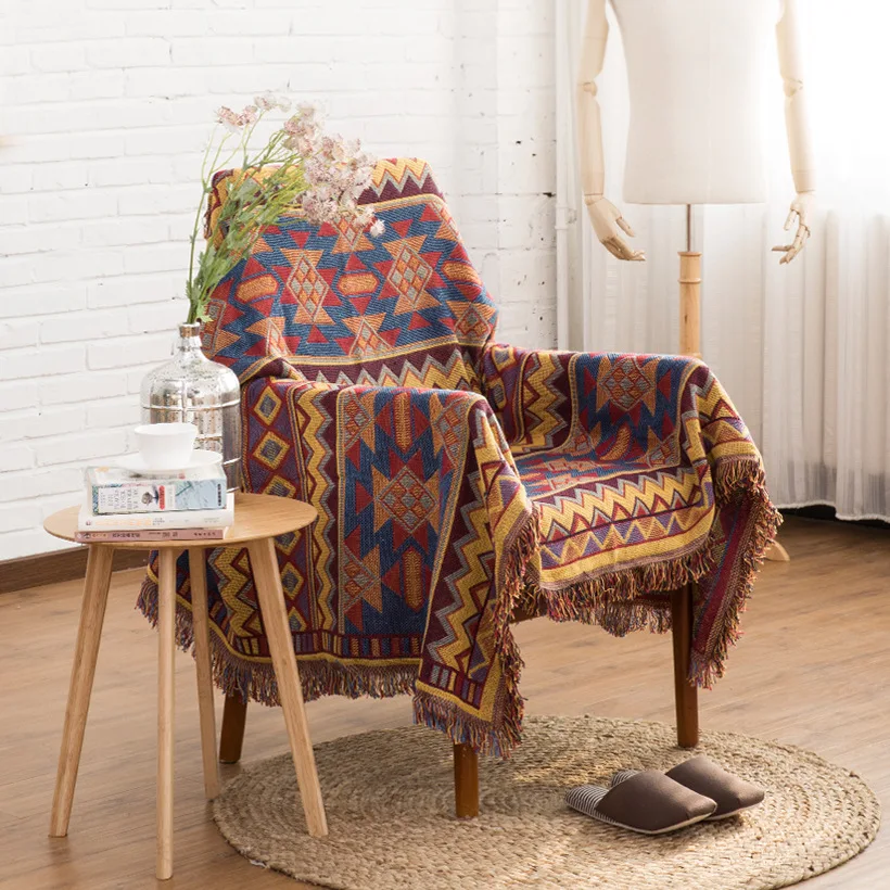 

Bohemian Throw Blanket For Sofa Cotton Sofa Cover Travel Blanket Knitted Blankets With Tassel Boho Decoration Home Decor
