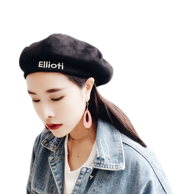 Осень зима 2020 мужские и женские буквенные береты с вышивкой Женский дорожный