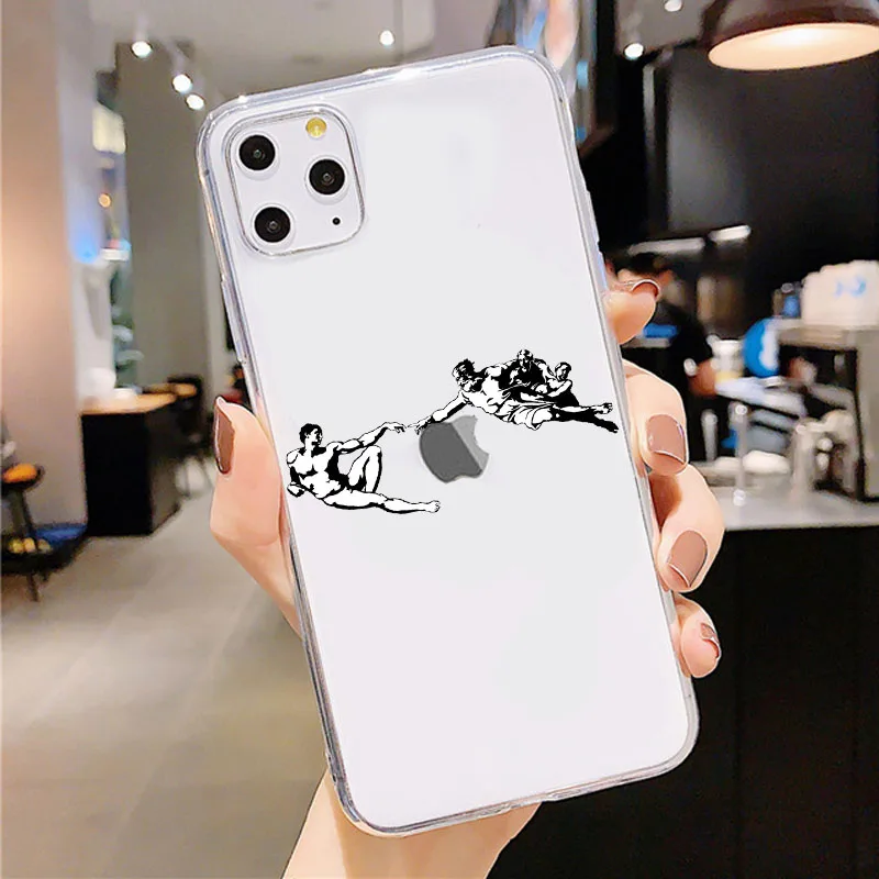 

Mona Lisa Art David lines Painted Pattern Phone Case For iPhone 12 11 Pro XS Max X XR 6S 6 7 8 Plus 5S Soft Cover