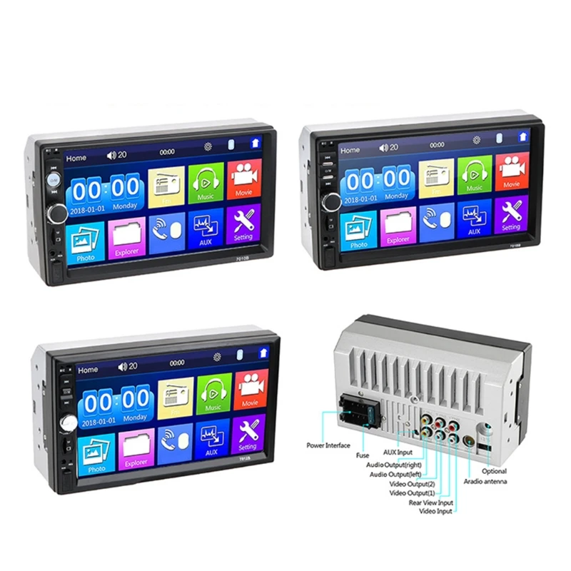 

7010B 7012B 7018B Dual Din Car Multimedia Player Broadcaster Mp5 Bluetooth-compatible Touch Screen Recorder Playback