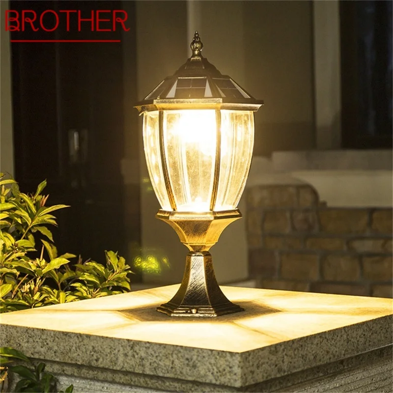 

BROTHER Outdoor Solar Wall Light LED Waterproof IP65 Pillar Post Lamp Fixtures for Home Garden Courtyard