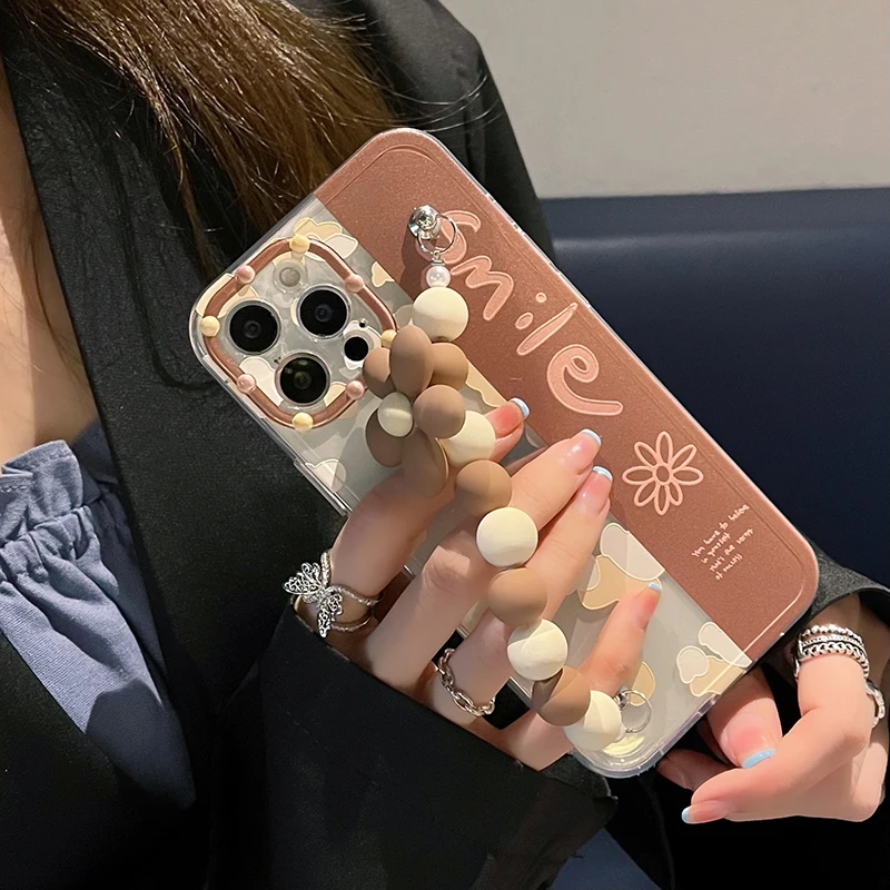 Vintage Leopard Amber Flower Bracelet Phone Case For iPhone 12 11 Pro Max 7 8 Plus X XR XS Mini SE 2 Chain Protective Soft Cover | Мобильные