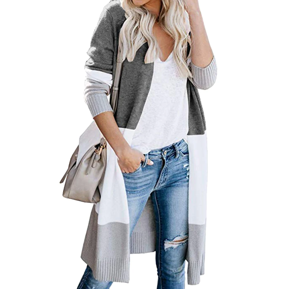 Женский трикотажный кардиган туника с длинным рукавом в стиле пэчворк| |