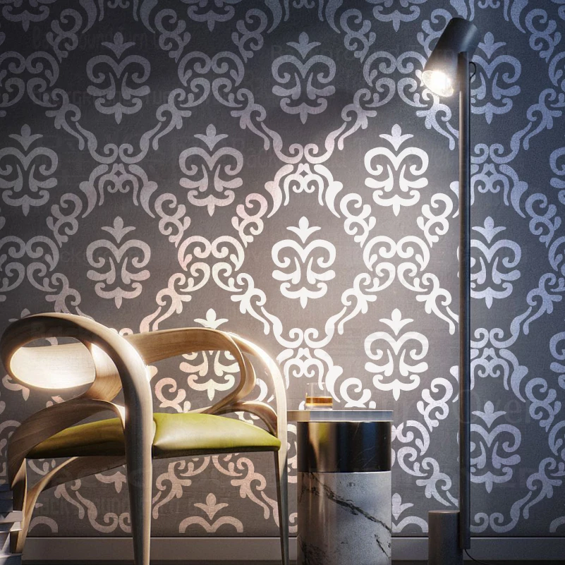 Трафарет для покраски стен 30 70 см мебельная плитка напольное покрытие Дамаск