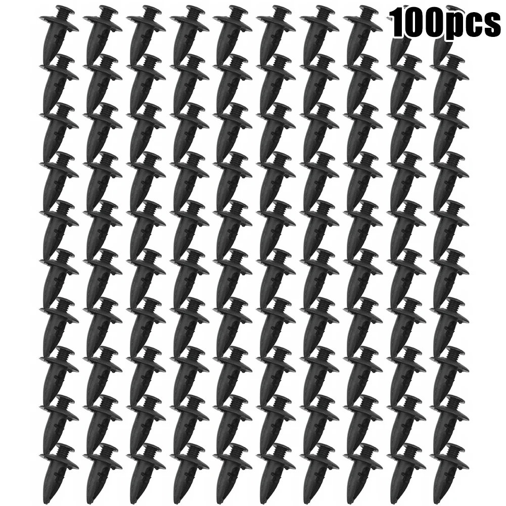 

100 Pcs Car Auto Plastic Push Fastener Rivets Clips Black For Dia 9mm Hole Clips/Rivets/Fastener NYLON Clips Car's Good Accessor