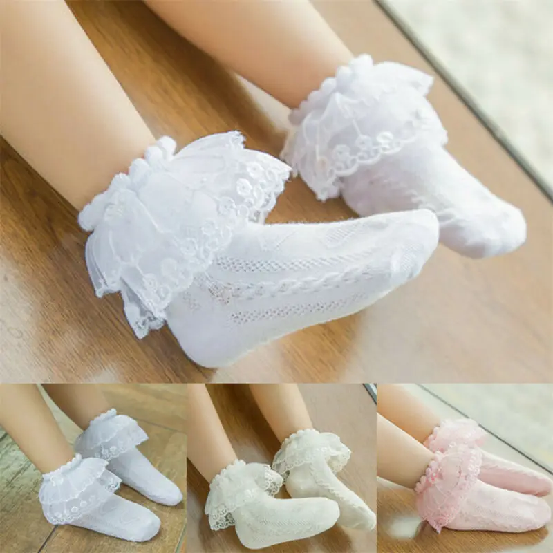 Calcetines tobilleros con volantes de encaje para ni&ntilde;os y ni&ntilde;as, medias cortas de algod&oacute;n con tut&uacute; de princesa, de retazos florales, suaves, de verano-0