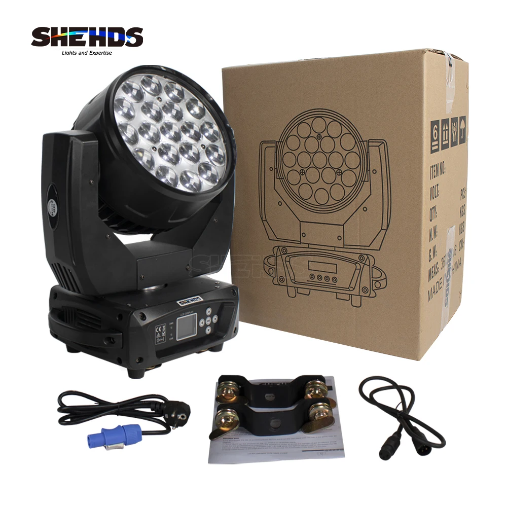 Новый светодиодный светильник 19x15W RGBW Beam + Wash Zoom с подвижной головкой DMX 16/24 CH DJ Disco