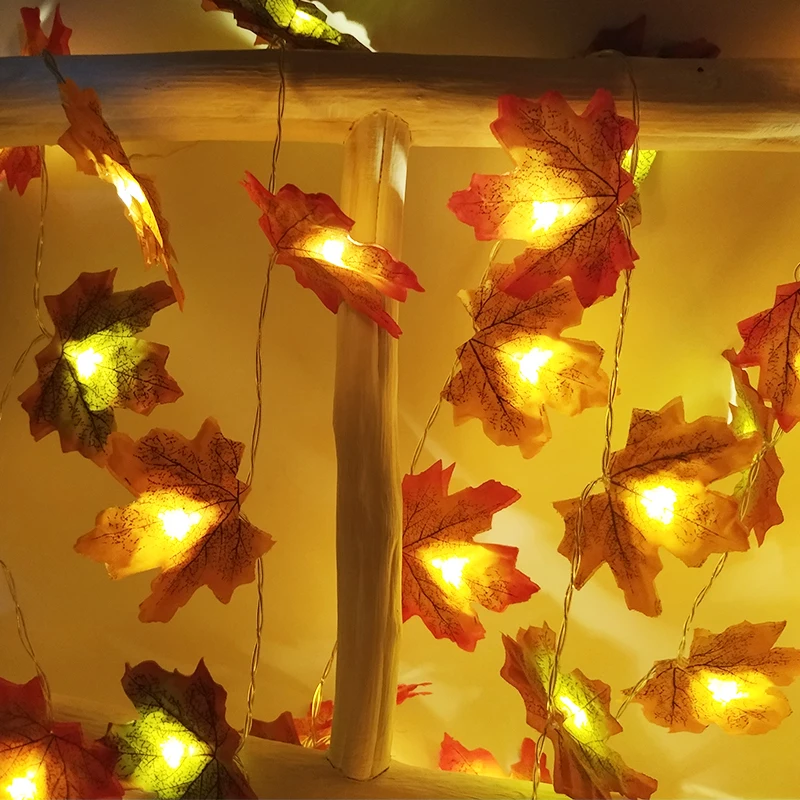 

Светящаяся Осенняя гирлянда с листьями, вечерние ничные украшения, подвесные искусственные растения, светящаяся лоза для Хэллоуина, 3 метра