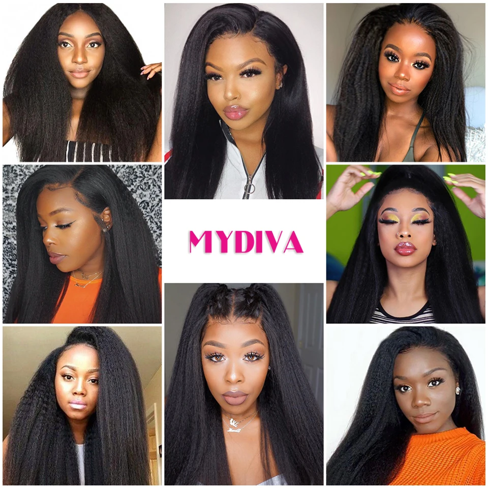 

U Part Wig Human Hair For Black Women Brazilian Kinky Straight Wig Remy Hair Middle Part Wig Yaki Straight Glueless Wig Mydiva