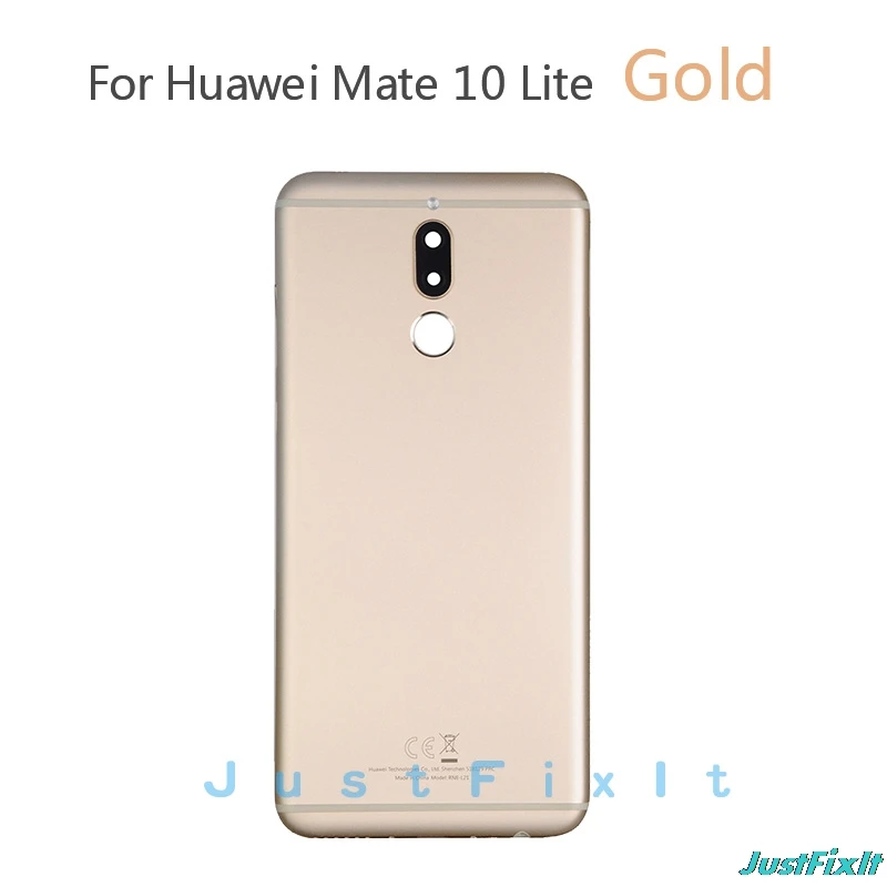 gold Для huawei mate 10 Lite батарея задняя крышка Корпус для Nova 2i металлическая дверь камера Стекло объектив Запасные части - Цвет: gold