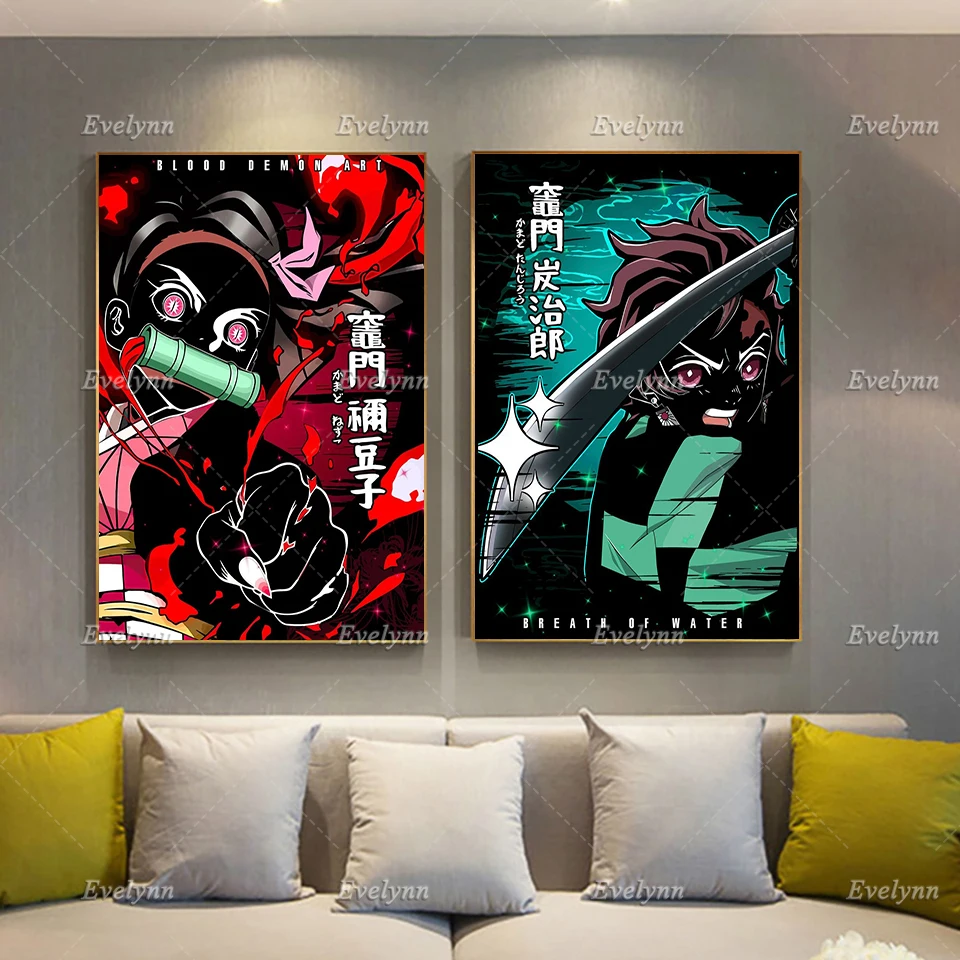 

Japanese Anime Demon Slayer Nezuko Tanjiro Posters And Prints Canvas Home Decor Painting Wall Art Pictures Living Room Cuadros