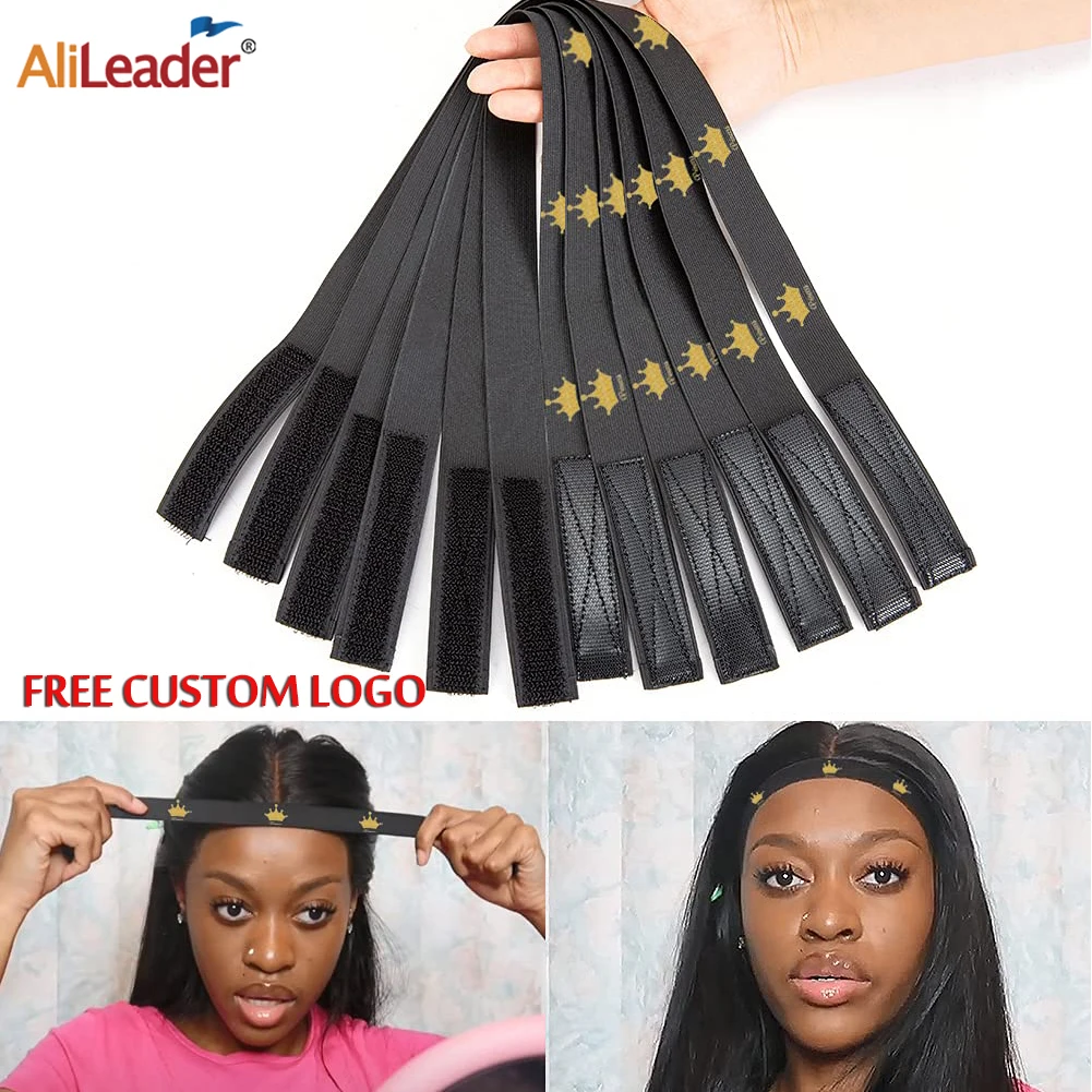 

Регулируемая эластичная лента с логотипом на заказ для париков, 60 см, 65 см, для передних париков на сетке, 2,5 см, 3 см, 3,5 см