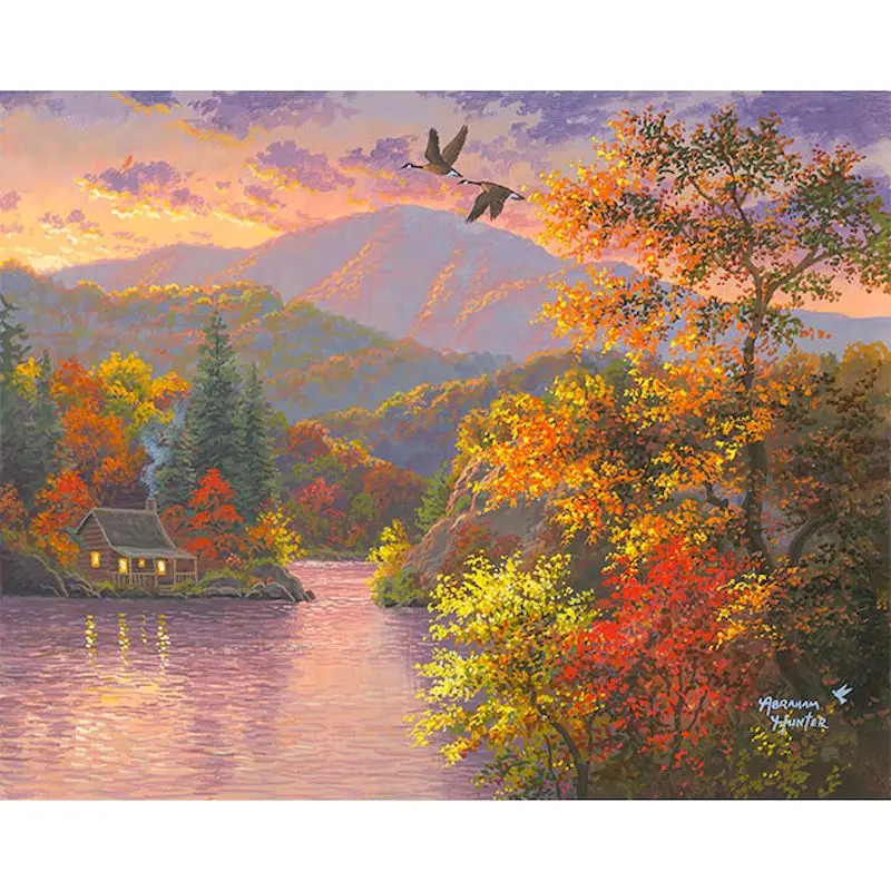 

Gatyztory 60Ã—75cmFrame Diy Painting By Numbers Autumn Landscape Handpainted Canvas Colouring Kits Gift Wall Decor