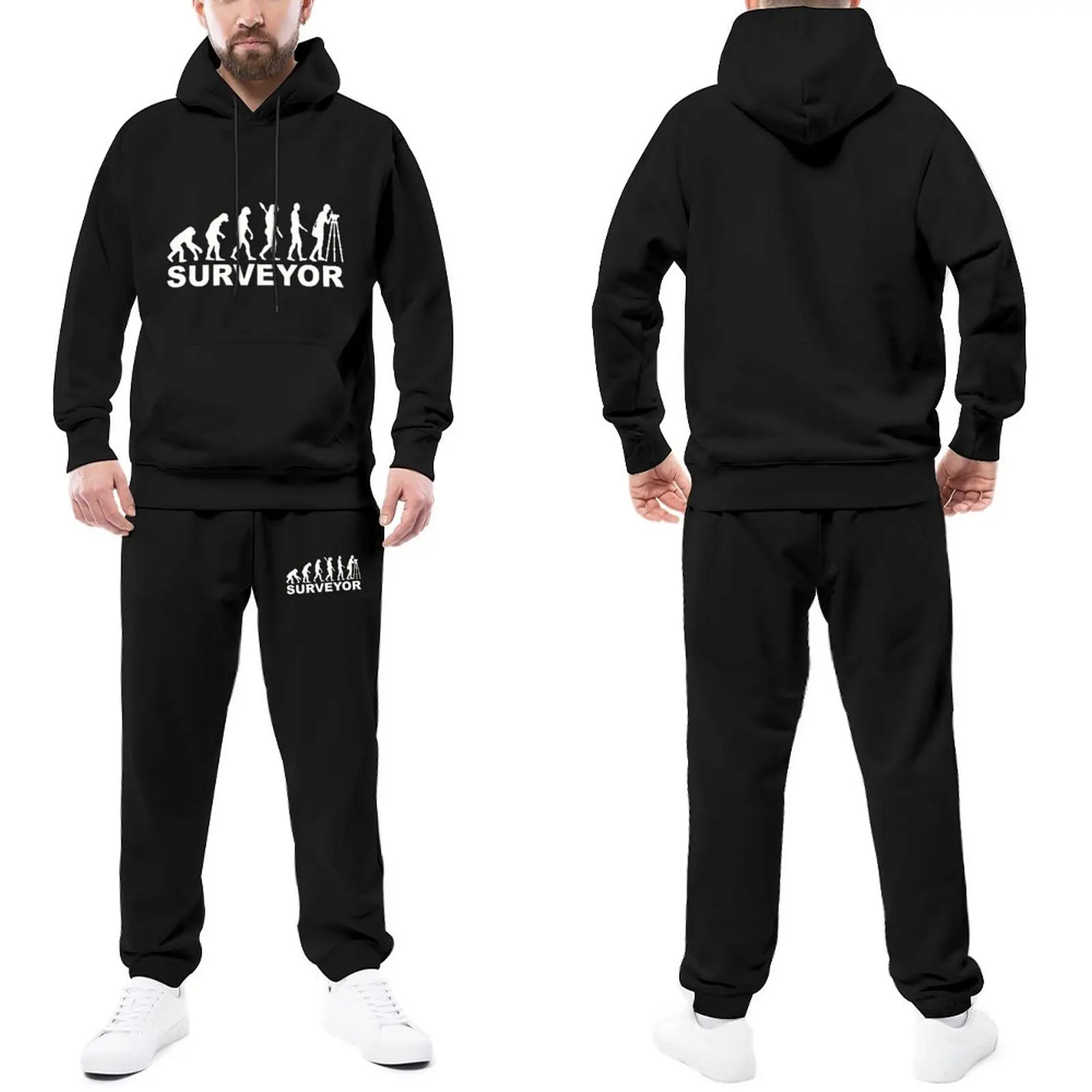 

Surveyor Tracksuit Set Evolution Surveyor Male Sweatsuits Fishing Sweatpants and Hoodie Set Style