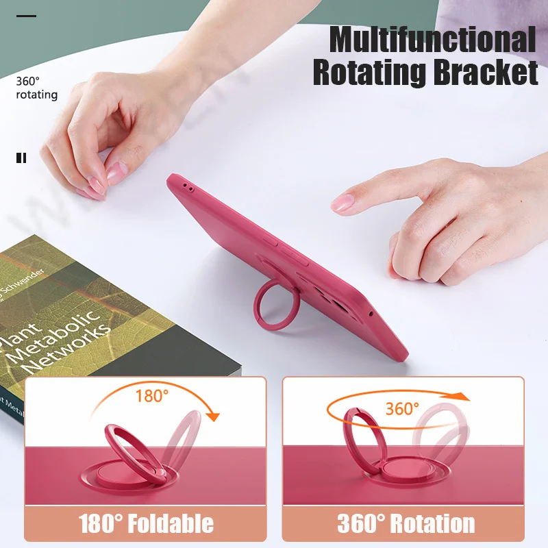 Чехол с магнитным кольцом из жидкого силикона для Redmi note 10 9 Pro note10 S Poco X3 M3 F3 задняя