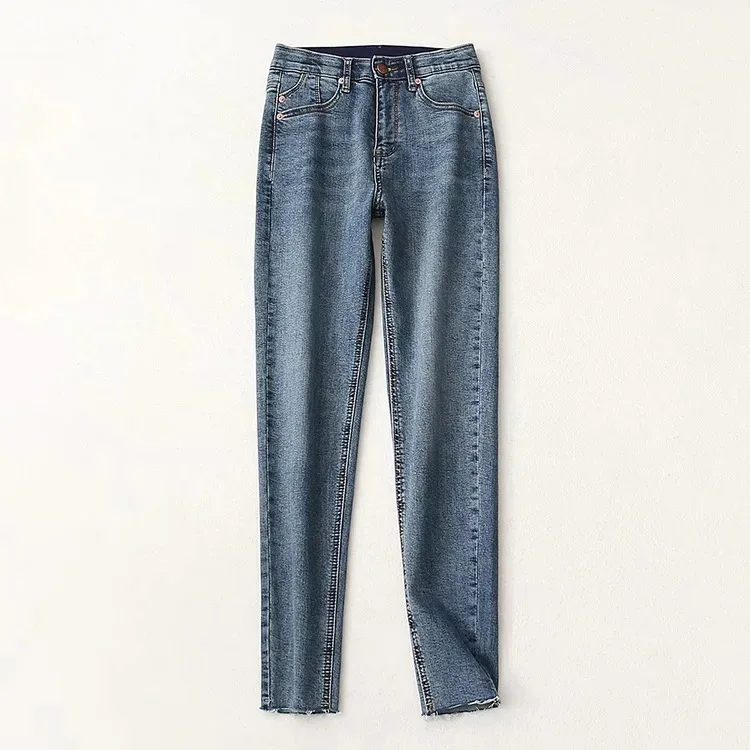 

Light Blue High Waist Jeans Women's Slimming High Stretch 2021 Spring New Tight Light Color Trousers Skinny Pants