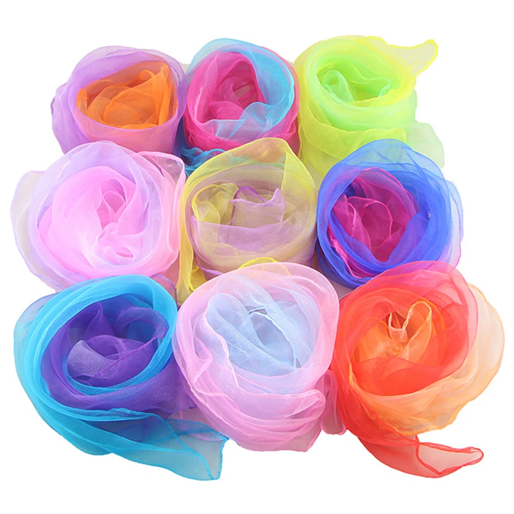 

1Pc Gradient Color Chiffon Small Square Scarf Performance Props Dance Bands Scarves Fashion Fashion Neckerchief Shawl 60x60cm