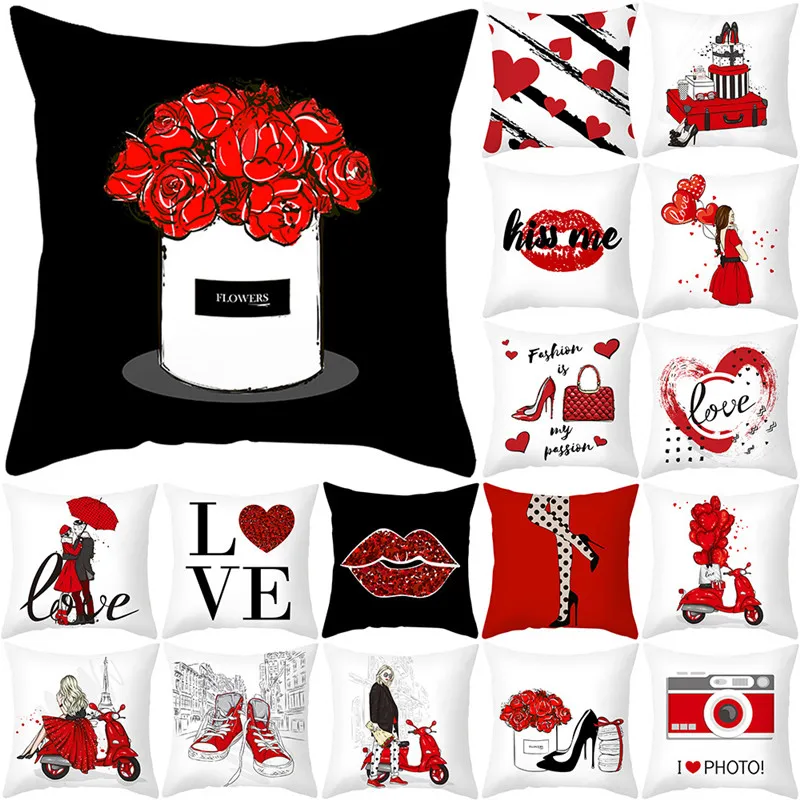 

45cmX45cm Pillowcase Sofa Cushion Case Bed Pillow Covers Home Decoration Car Cushion Cover Valentines Day Anniversary Decoration