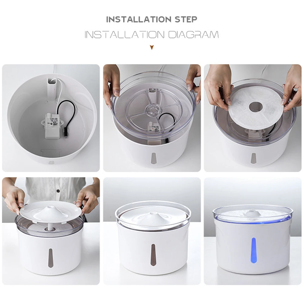 Автоматический питьевой фонтанчик для кошек бесшумная электрическая поилка