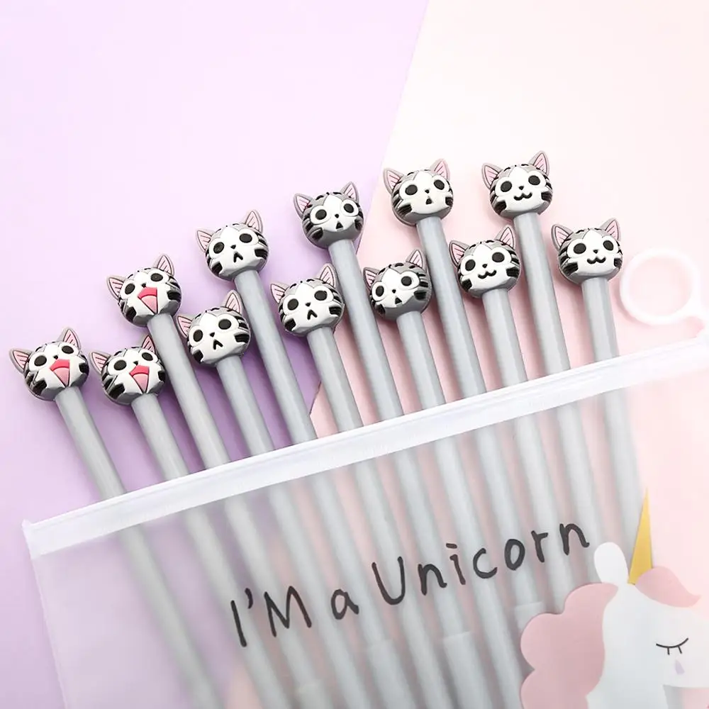 12 шт. Забавный аниме Кот гелевая ручка милый мультфильм канцелярские товары для