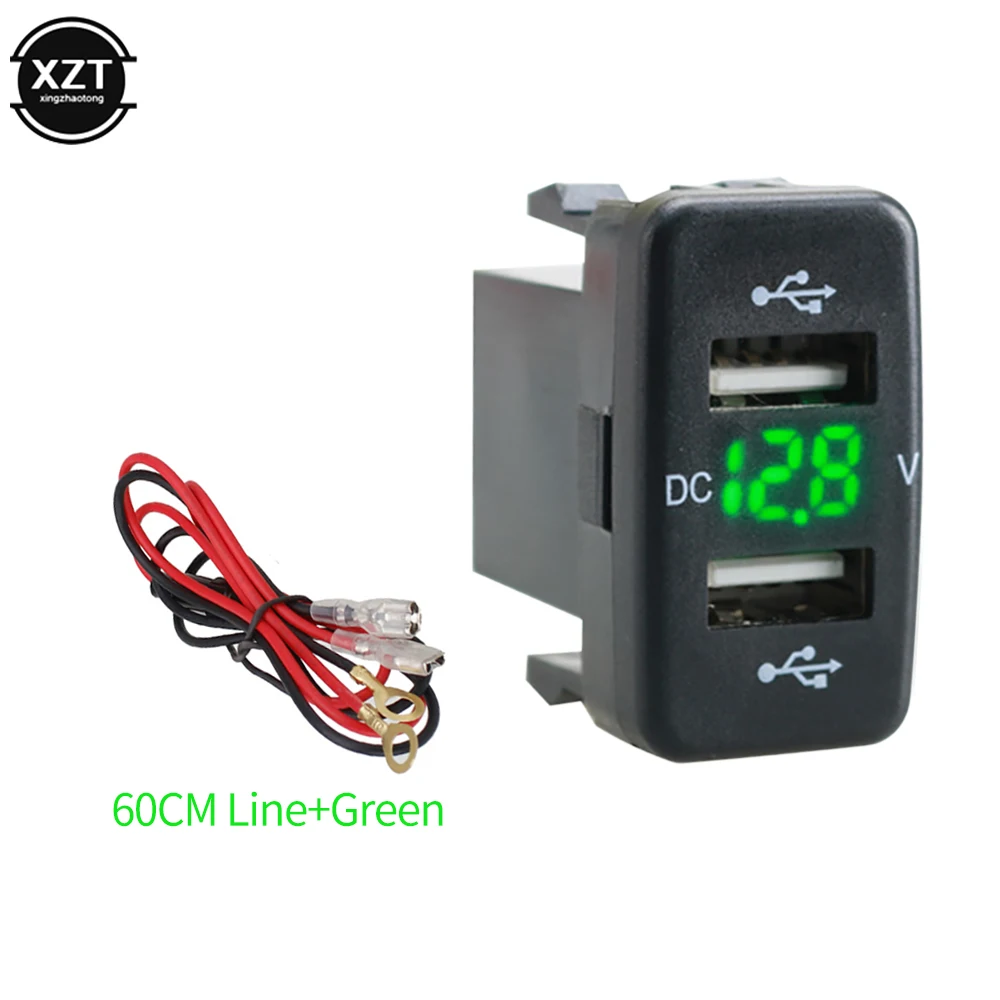 

Автомобильное зарядное устройство 12 В-24 В, розетка 4,2 А, два USB-порта с дисплеем напряжения, розетка для зарядного устройства для автоаксессуаров Toyota с линией