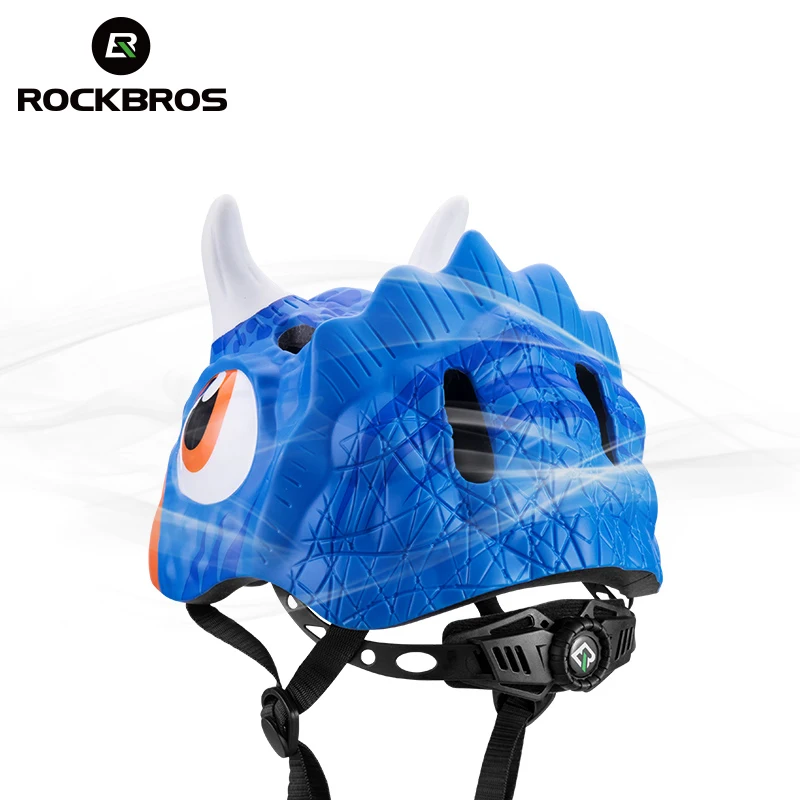 Детские велосипедные шлемы ROCKBROS PC + EPS мультяшный Динозавр для езды на велосипеде