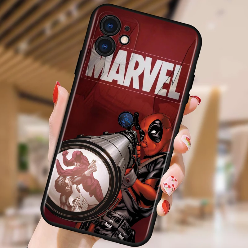 

Marvel-Deadpool-Shockproof Cover for iPhone 5 5S 6 7 8 X XR XS 11 SE 12 2020 mini Plus Pro MAX TPU Black Soft Cover