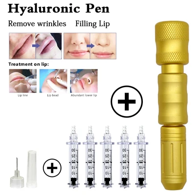 gold pen set 0,3 мл Регулируемый неинвазивный ингалятор гиалуроновая ручка кислота губы стабилизатор инжектор без игл инъекции гиалурон пистолет HA ручка - Номер модели: gold pen set