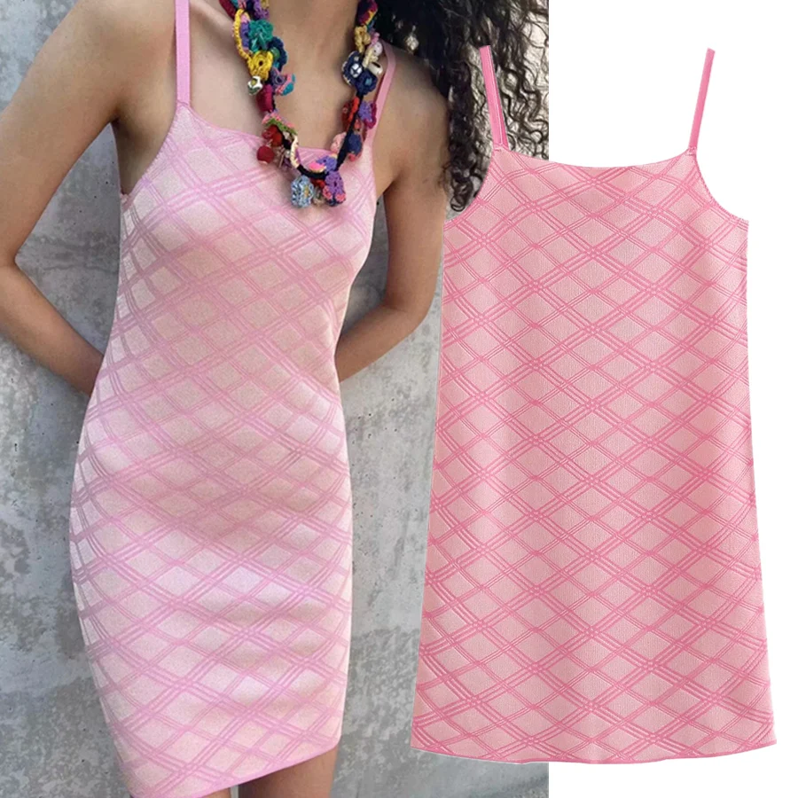 

Elmsk De Fiesta De Noche Ins Fashion Dress Women Blogger Vintage Diamond Knitted Spaghetti Strap Sexy Summer Party Vestidos