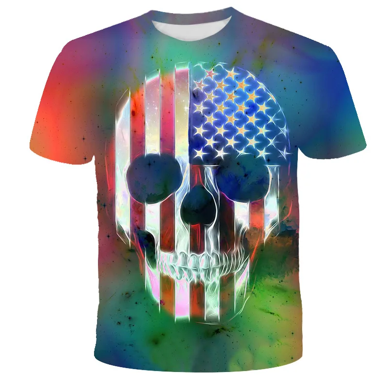 

Men clothes 2021 New Mens Summer Skull Print Men Short Sleeve T-shirt 3D print t Shirt Casual Breathable funny t shirts