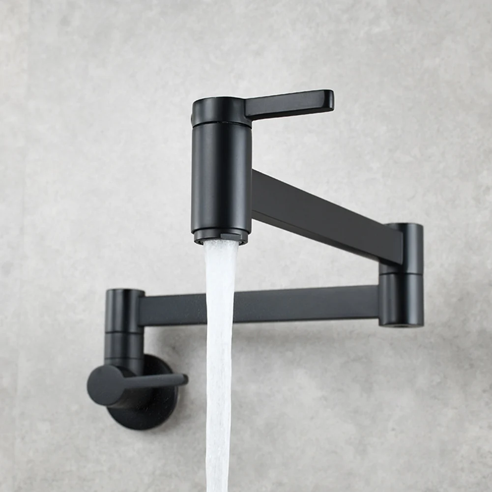 

Cold Water Spout Splash Proof Folding Arm Tap Wall Mount Sink Bathroom Easy Install Modern Double Switch Kitchen Faucet Basin