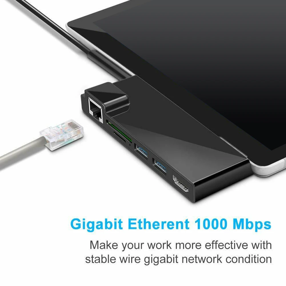Мини-usb-концентратор Lan адаптер RJ45 ABS док-станция Ethernet порт TF 4K HDMI