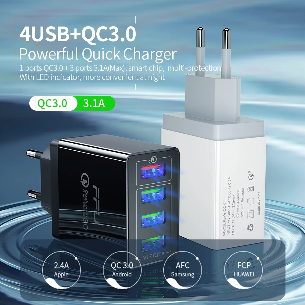 FPU Быстрая зарядка 4,0 3,0 USB зарядное устройство 48 Вт QC QC3.0 быстрое зарядное устройство настенный адаптер многопортовый портативный мобильный телефон зарядное устройство для Xiaomi