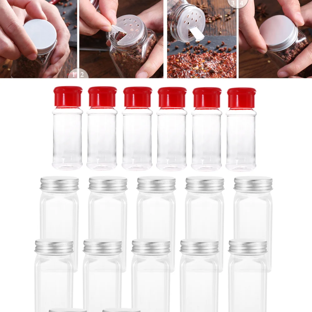 

BESTONZON 12PCS Spice Jars Square Glass Containers Seasoning Bottle Kitchen and Outdoor Camping Condiment Containers with Cover