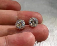 simple and fashionable rhinestone round earrings small and lovely style
