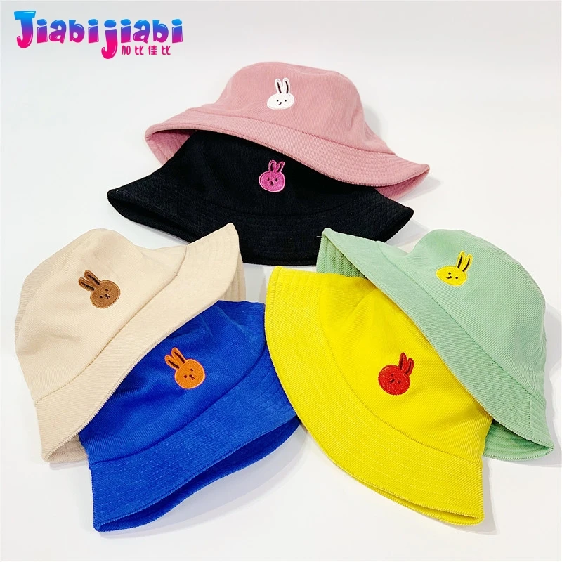 Детская Панама сезон весна-осень Вельветовая шляпа с рисунком кролика для