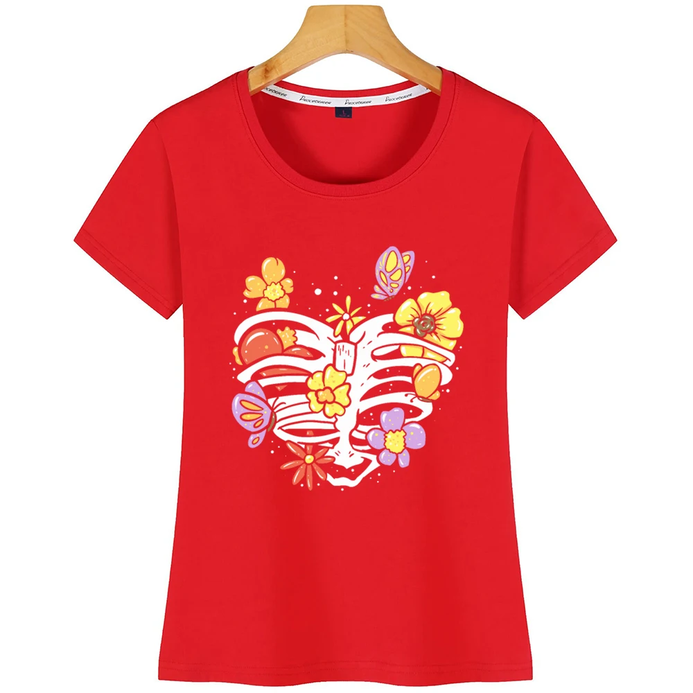 Женская Винтажная Футболка с принтом скелета|Футболки| |