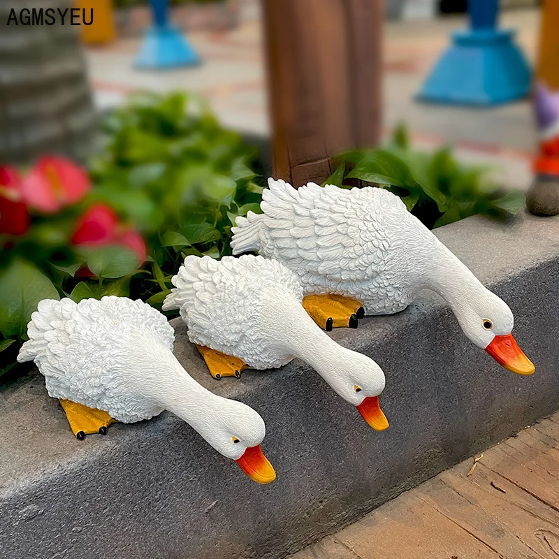 Креативная уличная имитация питьевой утки украшения из смолы искусственные