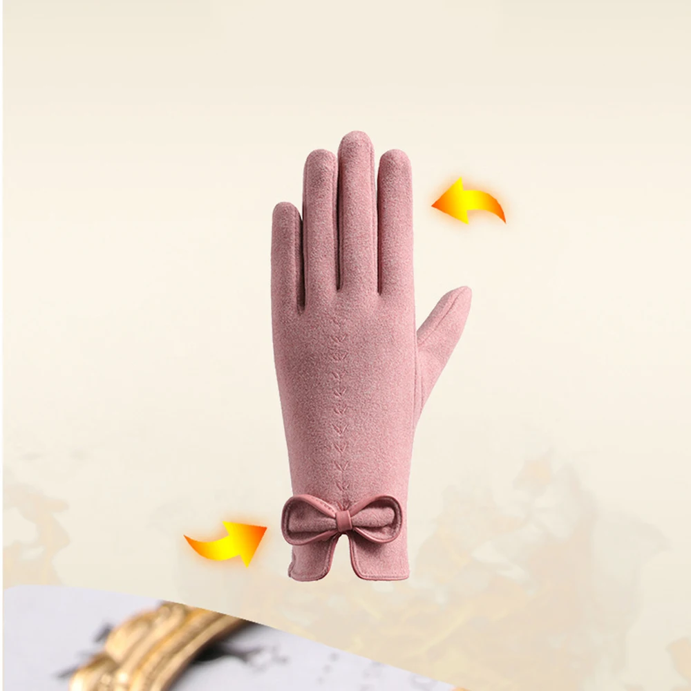 

New Women Gloves Autumn And Winter Imitation Rabbit Velvet Keep Warm Touch Screen Thin Female Elegant Style Embroidery