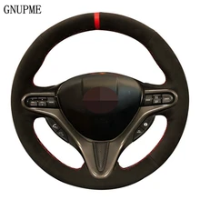 Hand stitched Black Suede Car Steering Wheel Cover For Honda Civic Civic 8 2006-2009 Old Civic 2004-2011 (3-Spoke)