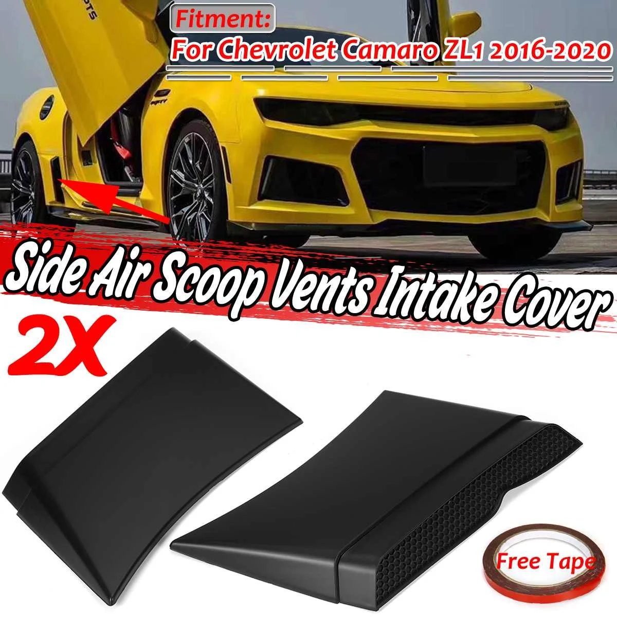 

Black A Pair Car Rear Side Fender Scoop Air Vents Intake Outlet Cover Trim For Chevrolet For Camaro 2016-2020 ABS Plastic