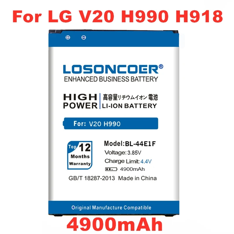 LOSONCOER 4900 мА/ч, BL-44E1F Батарея для LG V20 F800 H990 Батарея H990 F800 VS995 US996 LS997 H990DS H910 H918 Stylus3 M400DY