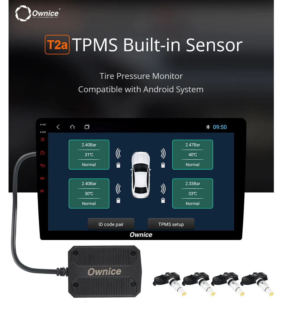Ownice автомобильный Автошина давление USB TPMS сигнализация давления в шинах безопасность внешние/внутренние датчики для автомобиля dvd плеер навигация