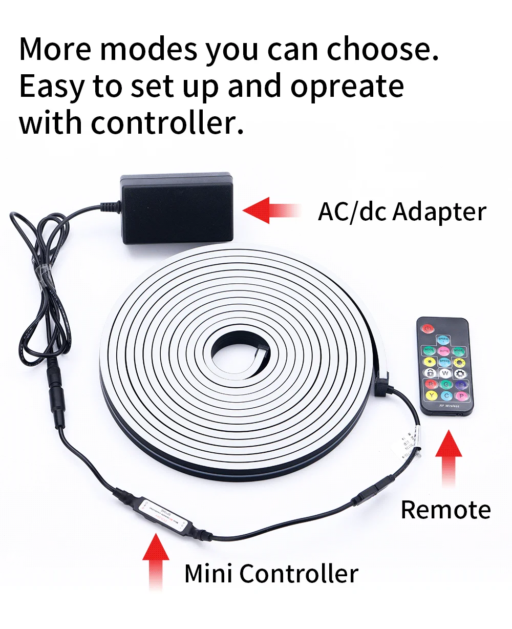 

LED Strip Lights 5m RGB 5050 SMD Flexible Waterproof Muti-Color LED Lamp Black Silica Gel Neon Light Band DC12V Controller