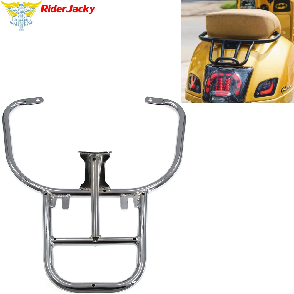 

For VESPA GTS 300 GTS300 Rear Bracket Motorcycle Sports Luggage Rack Book Shelf Rack Rear Luggage Bag CNC Aluminum Black/ Chrome