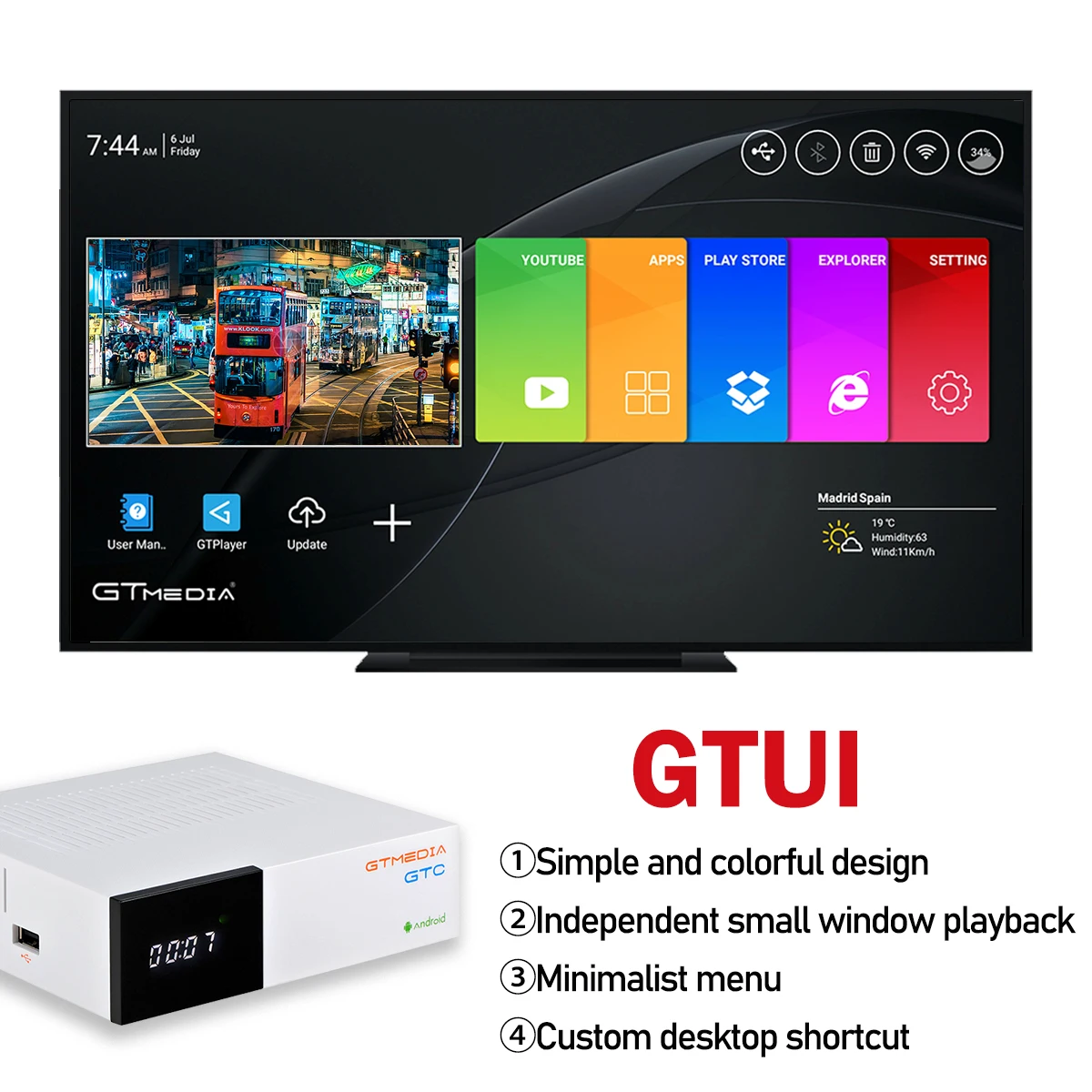 Приемник GTmedia GTC DVB S2 ISDBT Amlogic S905D android 6 0 TV BOX 2 Гб 16 m3u спутниковый