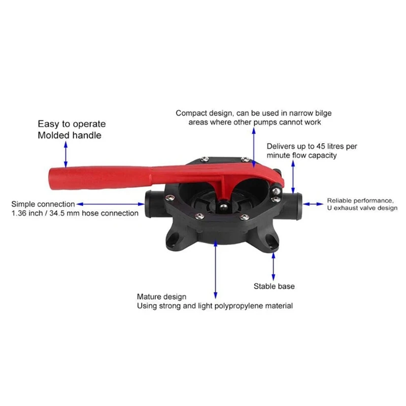 

Manual Bilge Pump,Plastic Handle Marine Manual Diaphragm Hand Bilge Water Pump for Boat Yacht SFDHP-G720-01
