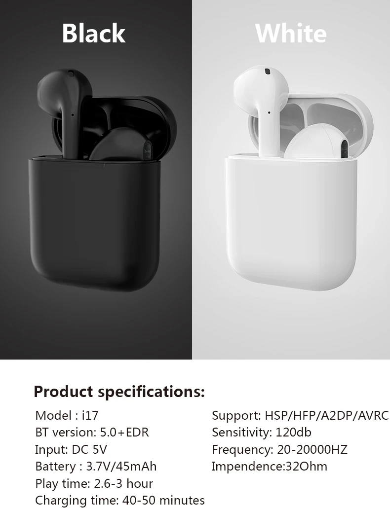 I17 беспроводные наушники-вкладыши подходят для всех смартфонов, удобные в носке, легко подключаются, цветные, яркие цвета на выбор